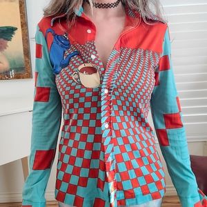 Vintage Maggie Coffee Tea Long-Sleeved Blouse